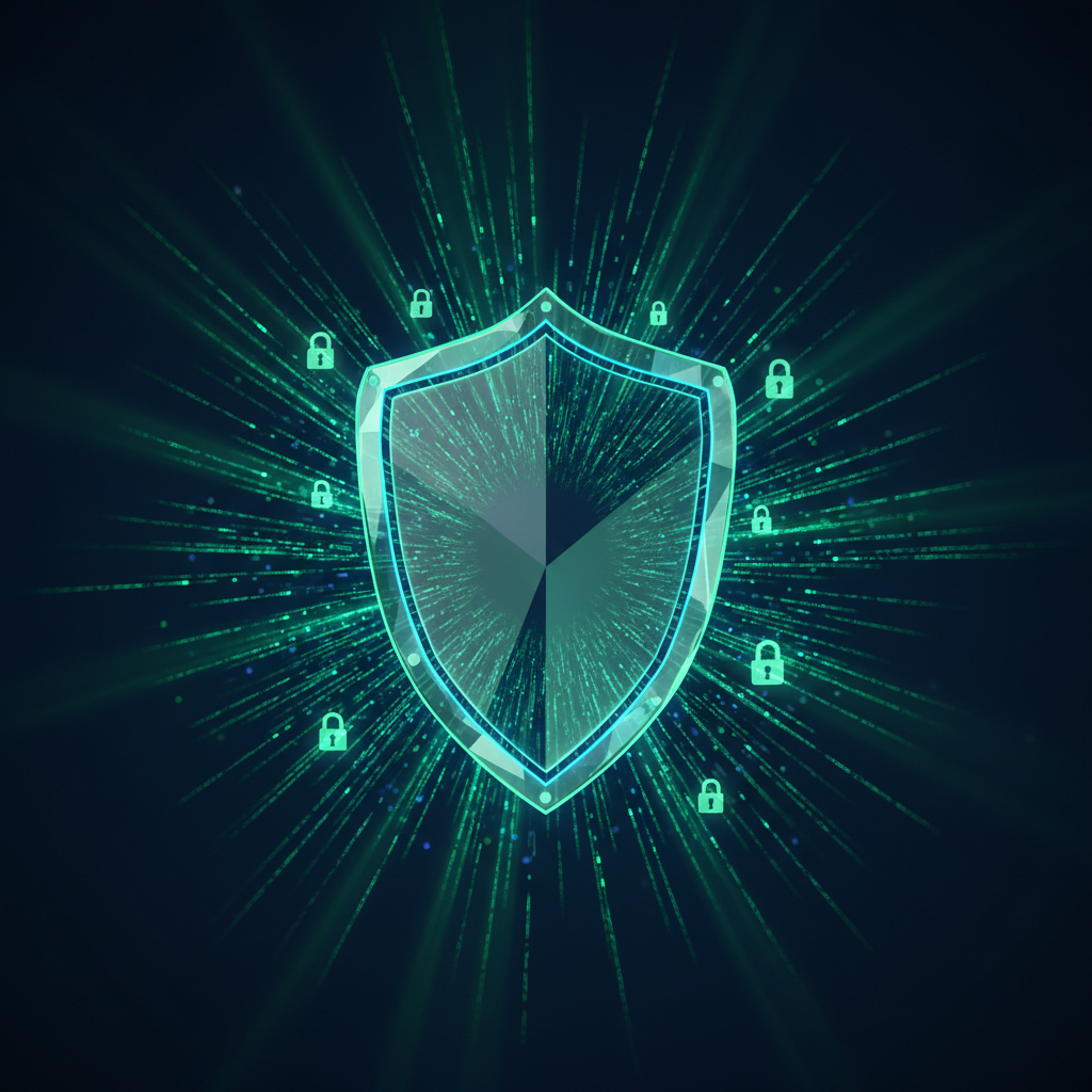 Cybersecurity shield protecting payment data